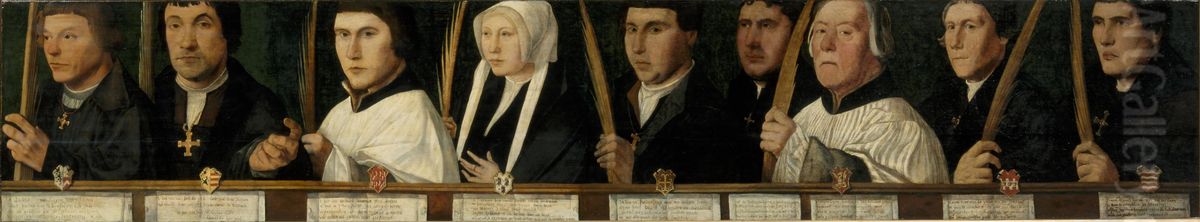 Portretten van negen leden van de Utrechtse Jeruzalembroederschap Oil Painting by Jan Van Scorel