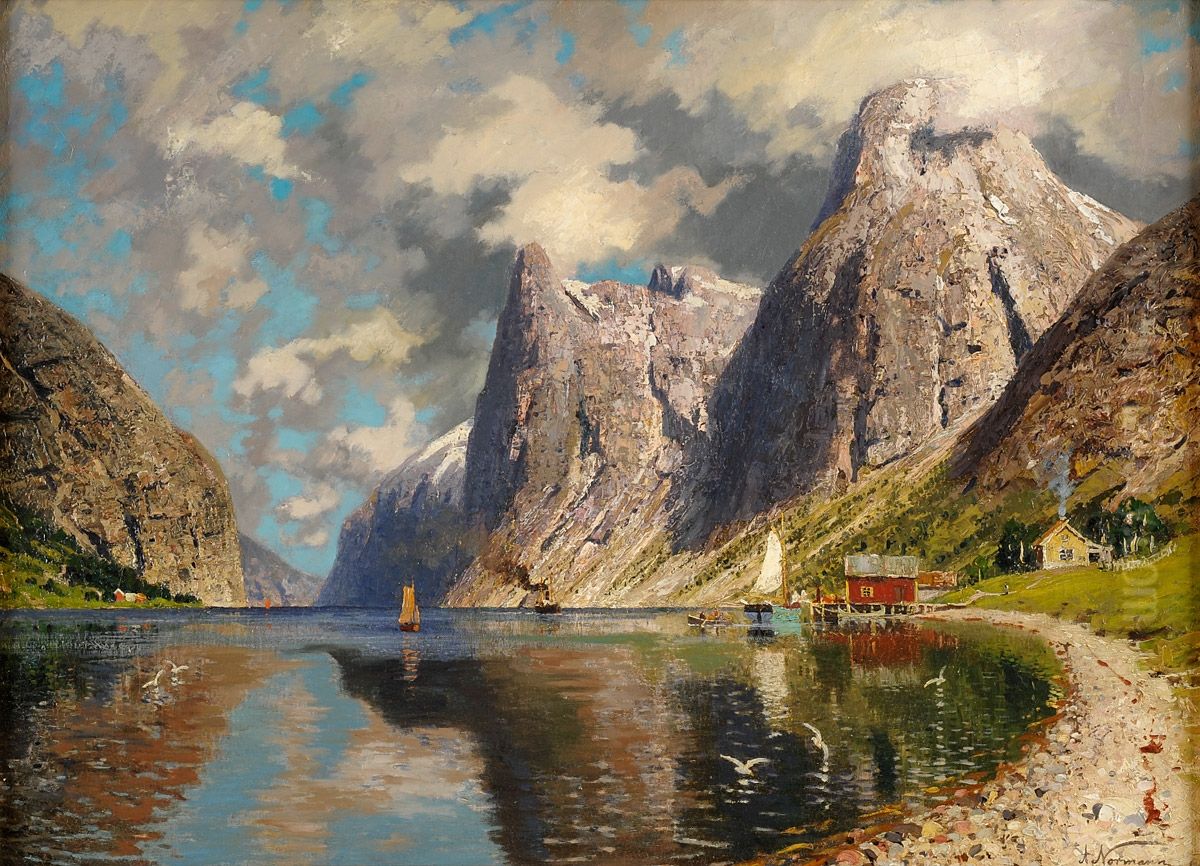 Summer in Fjord Oil Painting by Adelsteen Normann