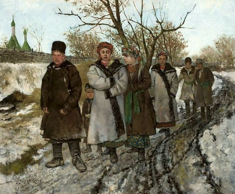 Return from christening Oil Painting by Henryk Piatkowski