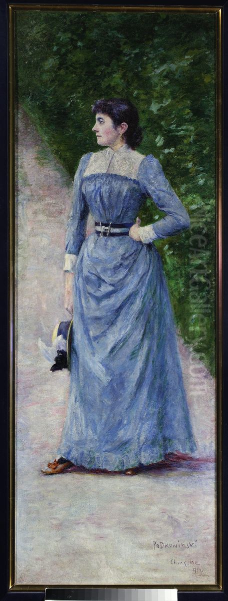 Portrait of Wincentyna Karska Oil Painting by Wladyslaw Podkowinski