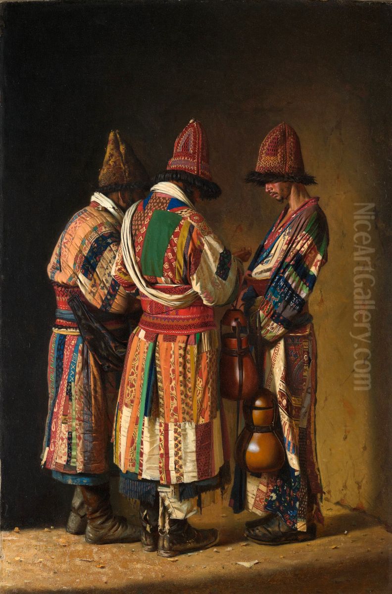 Dervishes in Festive Attire Oil Painting by Vasily Vereshchagin