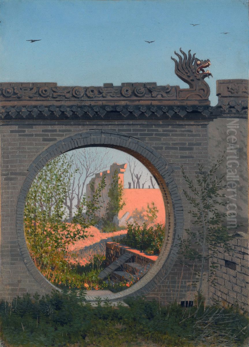 A Garden gate in Chuguchak Oil Painting by Vasily Vereshchagin