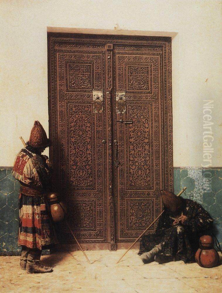 At the Door of a Mosque Oil Painting by Vasily Vereshchagin