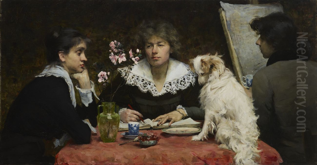 A Group Portrait of Friends Oil Painting by Louise Catherine Breslau