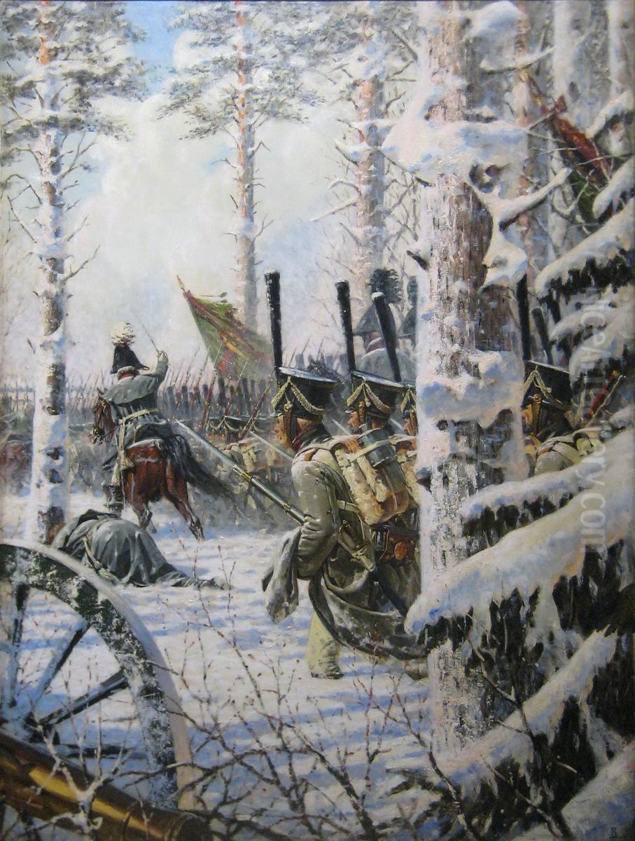 Fix Bayonets! Hooray! Hooray! Oil Painting by Vasily Vereshchagin