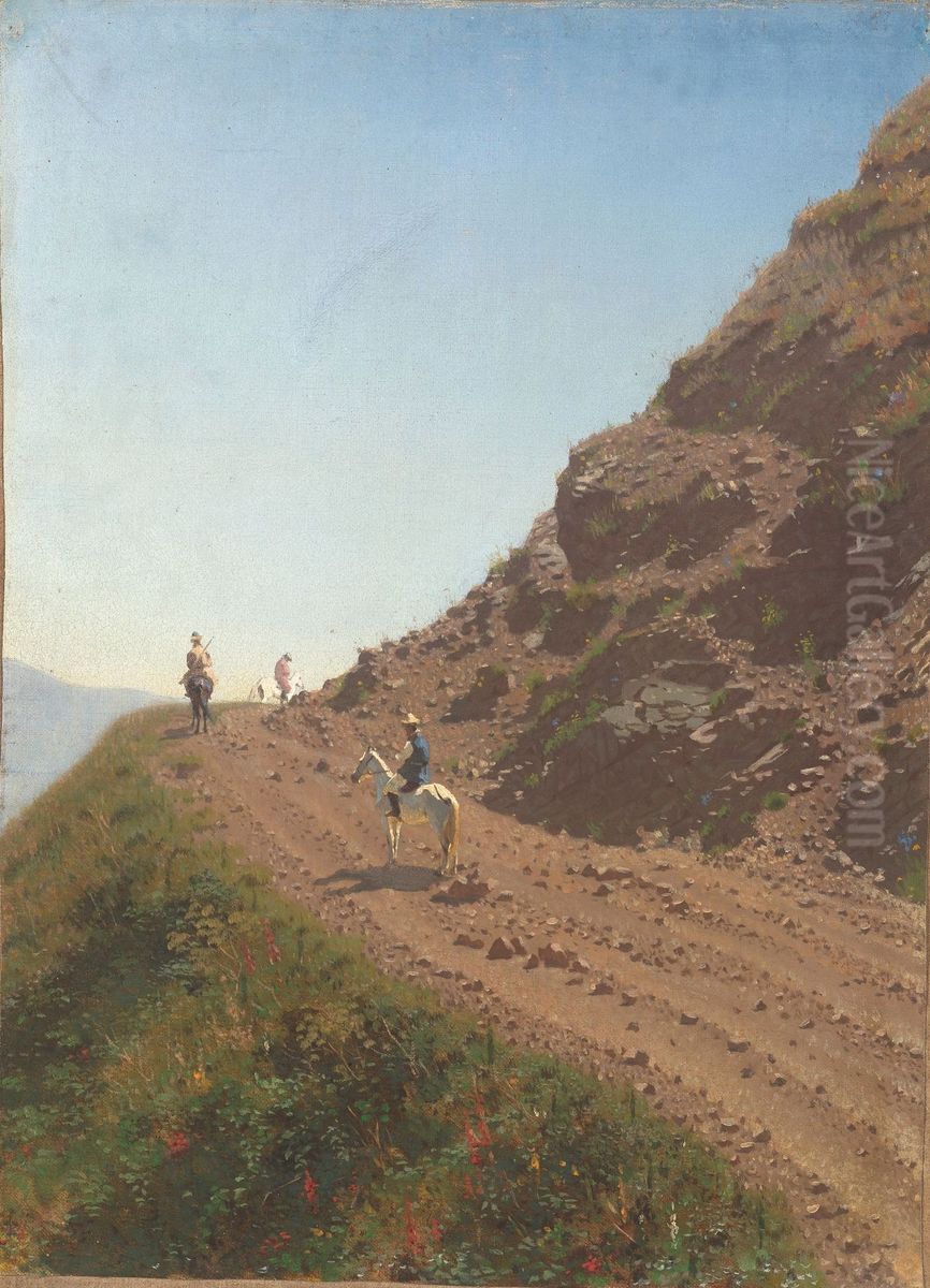 Nomadic road in the Alatau Mountains Oil Painting by Vasily Vereshchagin