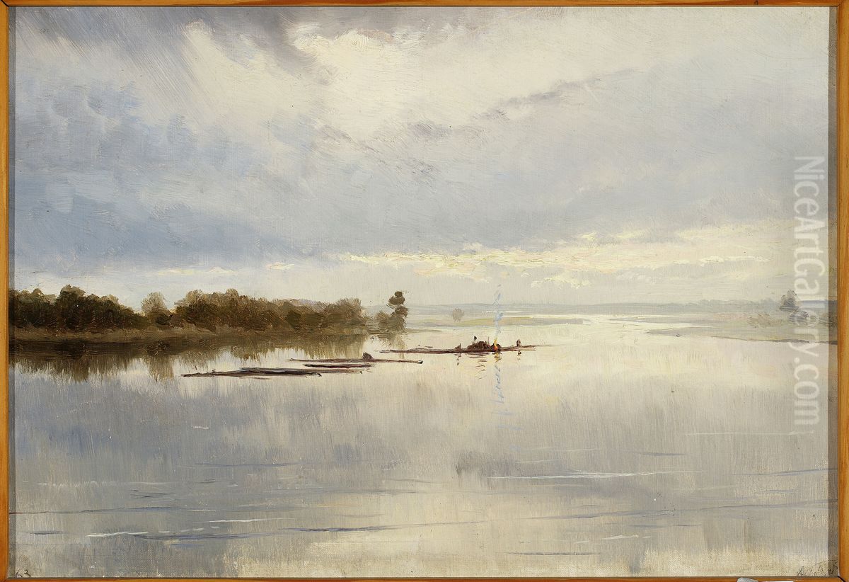 River landscape Oil Painting by Ferdynand Ruszczyc