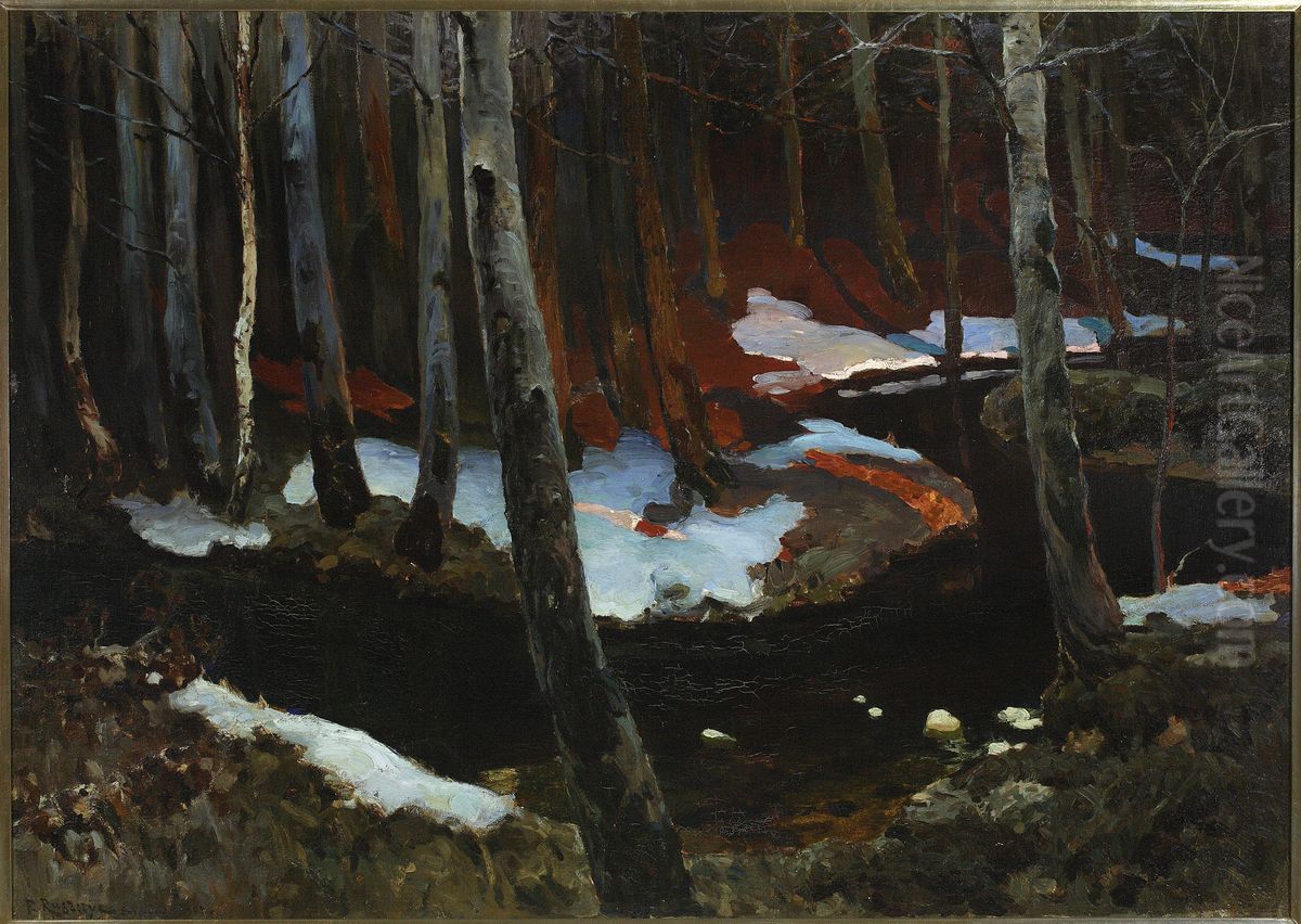 Forest rivulet Oil Painting by Ferdynand Ruszczyc