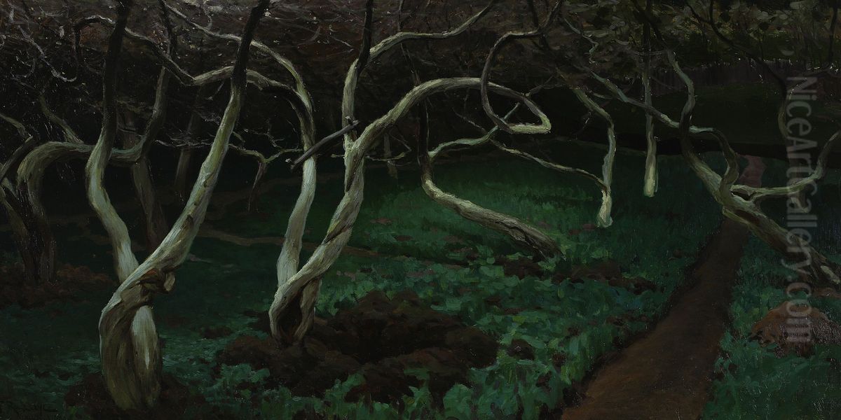 Old apple trees Oil Painting by Ferdynand Ruszczyc