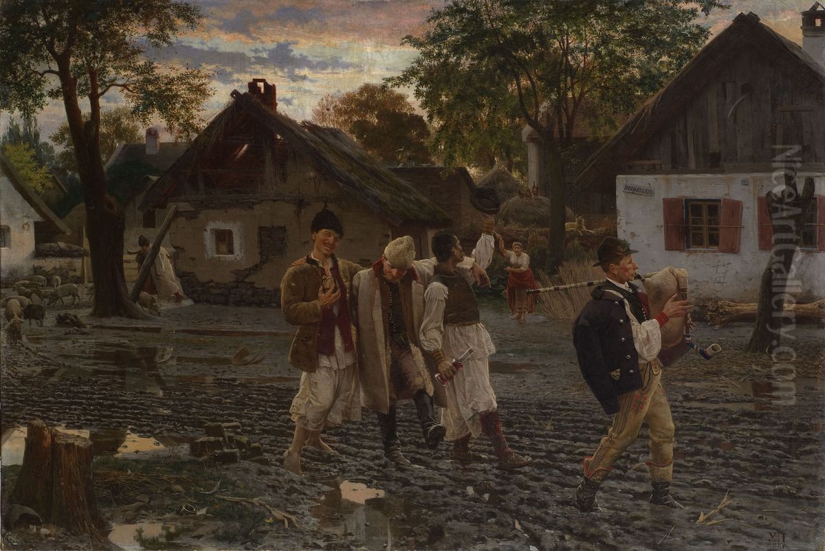 Happy Brothers Oil Painting by Uros Predic