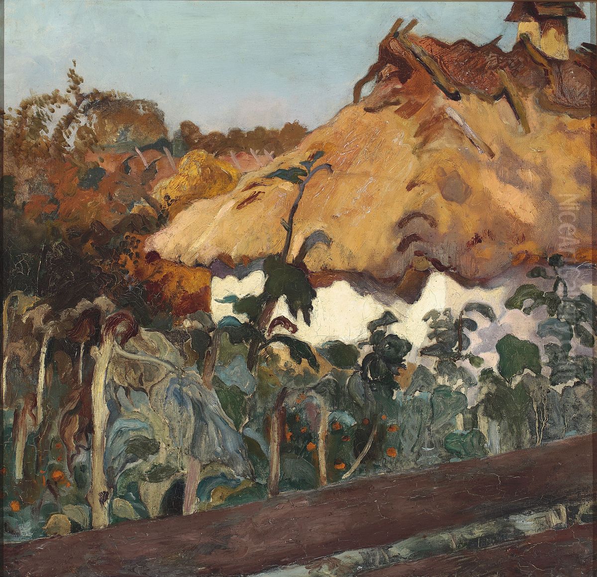 Cottage Oil Painting by Kazimierz Sichulski