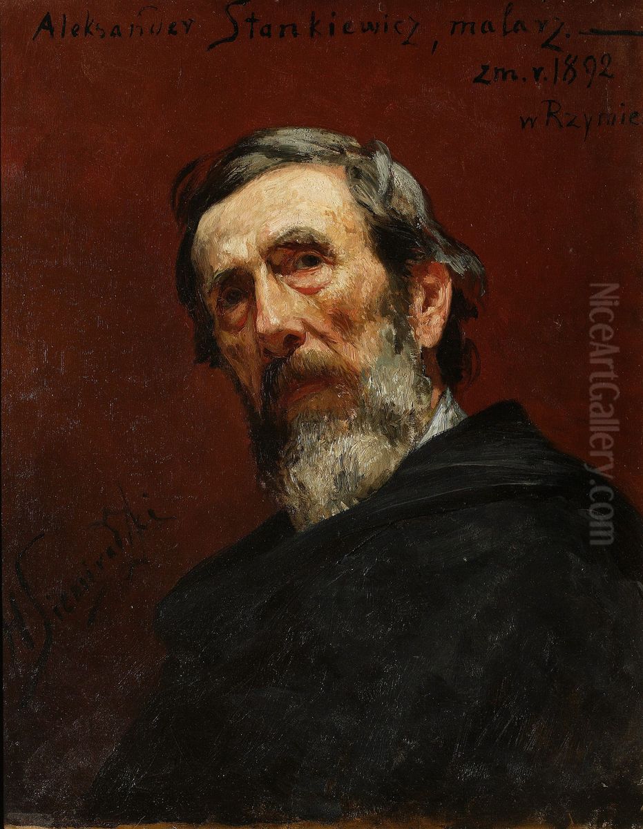 Portrait of Aleksander Stankiewicz, painter Oil Painting by Henryk Siemiradzki