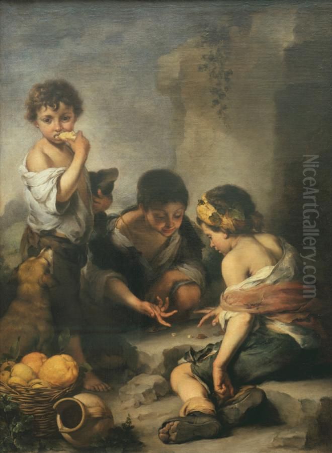 Kinder beim Wurfelspiel Oil Painting by Bartolome Esteban Murillo