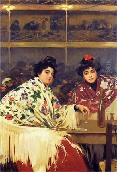 Cafe concert Oil Painting by Ramon Casas