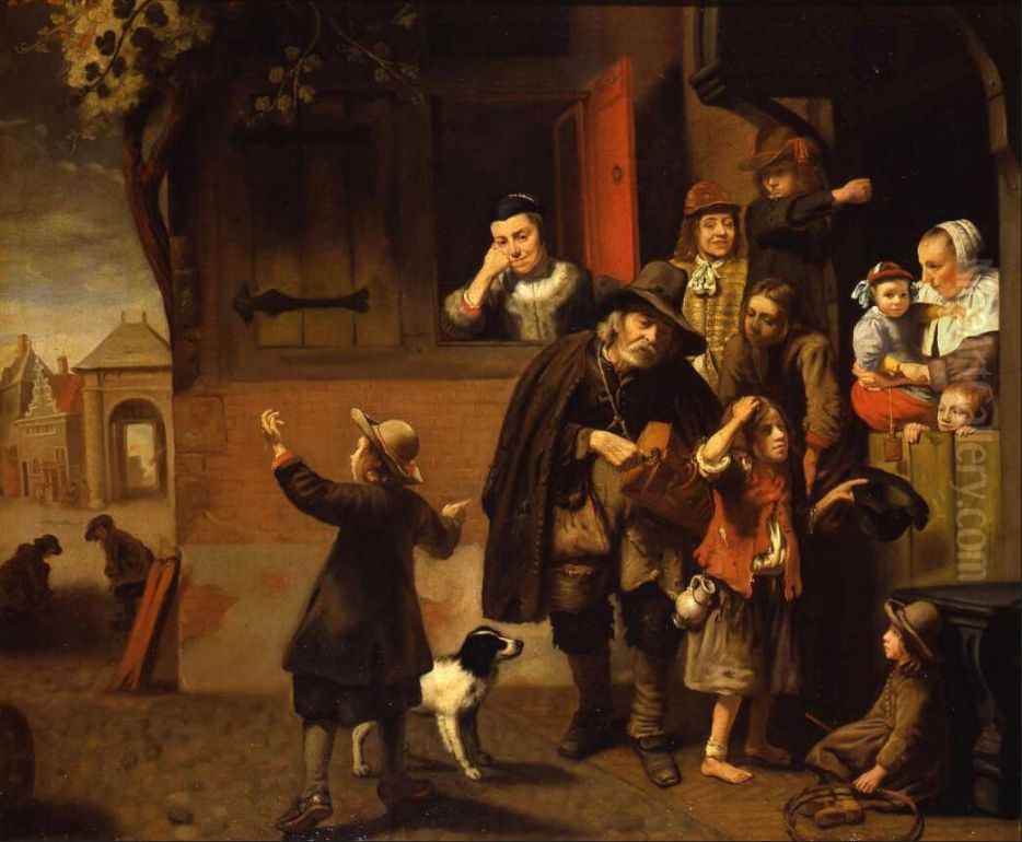 The Hurdy Gurdy Man Oil Painting by Nicolaes Maes
