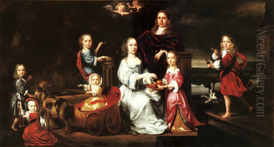 The Sykes family of West Ella, Yorkshire Oil Painting by Nicolaes Maes