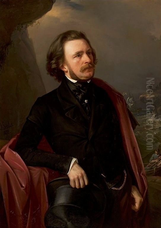 Portrait of doctor Teodor Teutold-Tripplin, traveller Oil Painting by Jozef Simmler