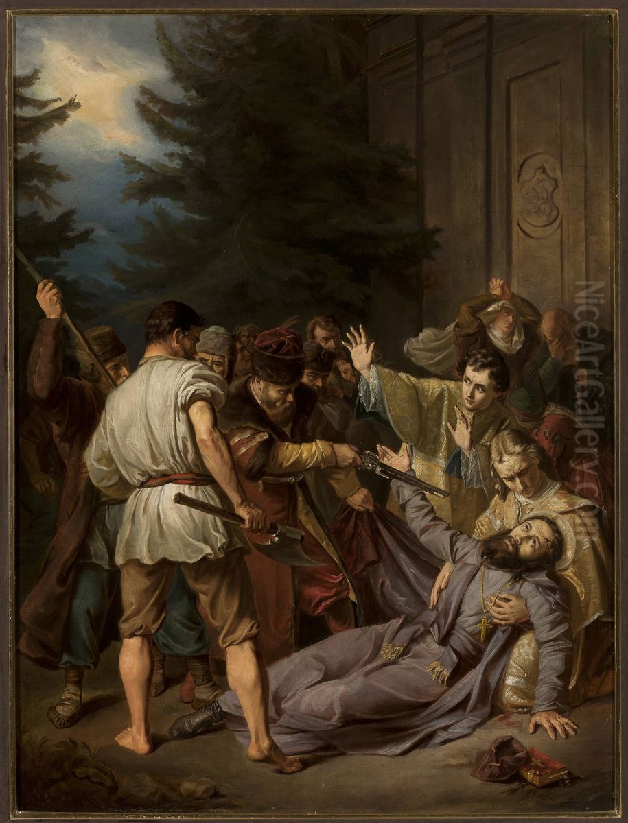 Martyrdom of Saint Josaphat Kuntsevych Oil Painting by Jozef Simmler