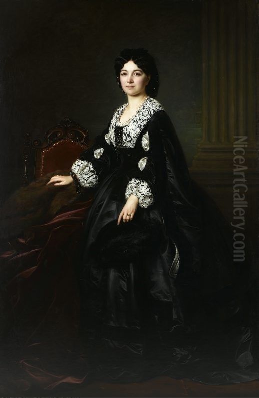 Portrait of Julia Bock Oil Painting by Jozef Simmler