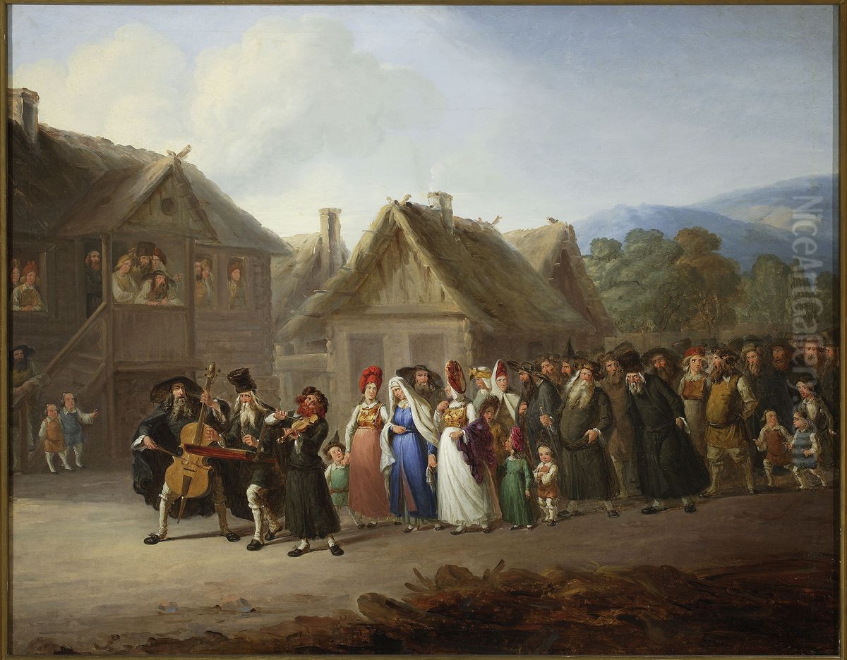 Jewish wedding Oil Painting by Wincenty Smokowski