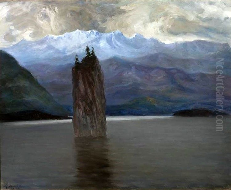 Norwegian fjord Oil Painting by Kazimierz Stabrowski