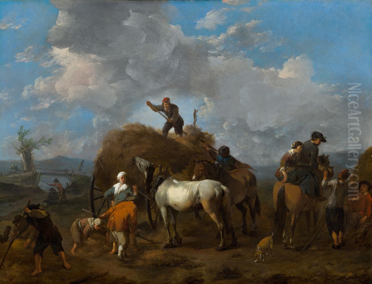 Het binnenhalen van het hooi Oil Painting by Johannes Lingelbach