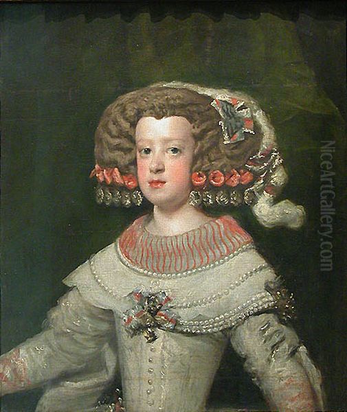 The infanta Maria Theresa aged 14 Oil Painting by Diego Rodriguez de Silva y Velazquez