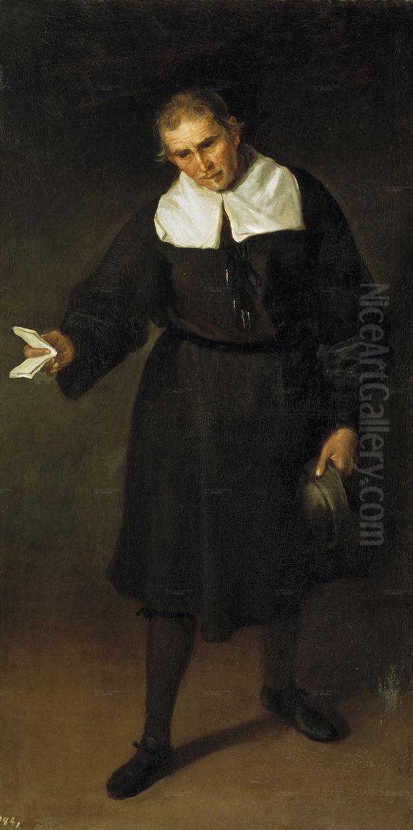 El bufon Francisco Bazan Oil Painting by Juan Carreno De Miranda