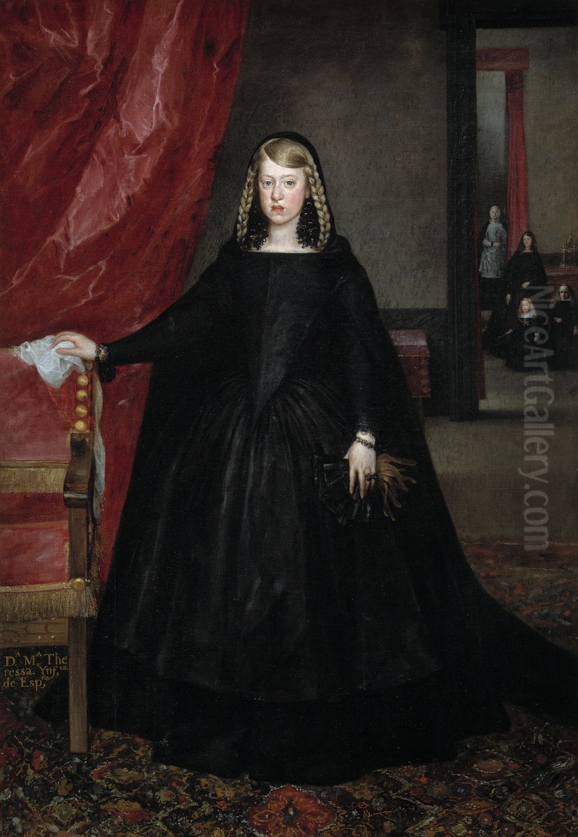 The Empress Dona Margarita de Austria in Mourning Dress Oil Painting by Juan Bautista Martinez del Mazo