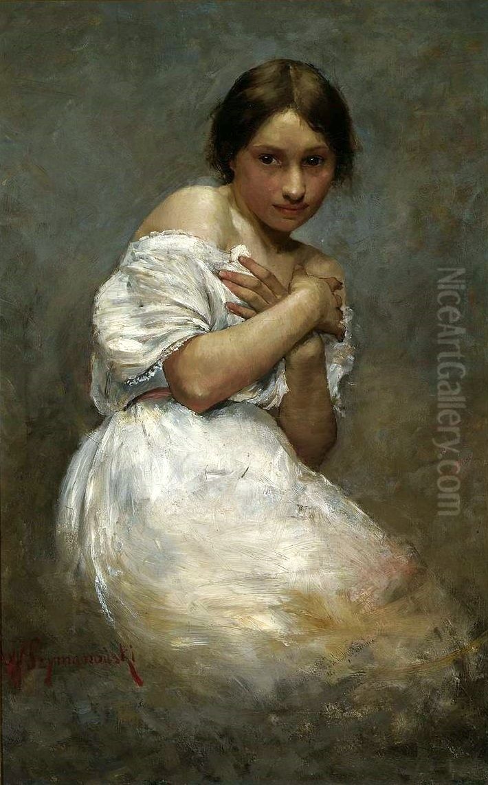 Portrait of a girl Oil Painting by Waclaw Szymanowski