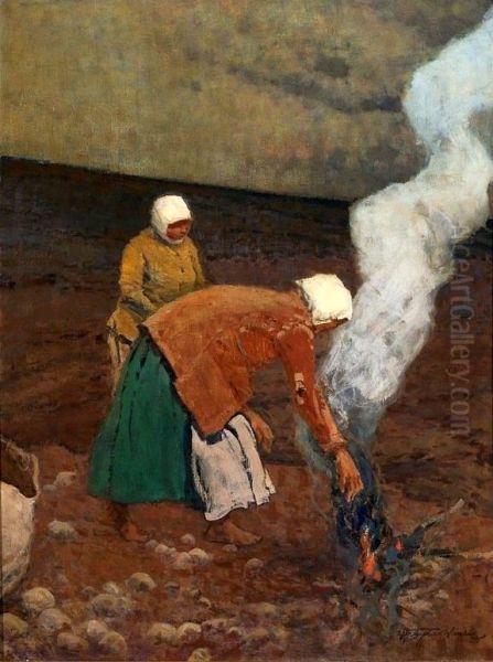 Harvesting potatoes Oil Painting by Wladyslaw Wankie