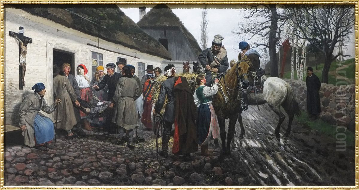 Wounded insurgent Oil Painting by Stanislaw Witkiewicz