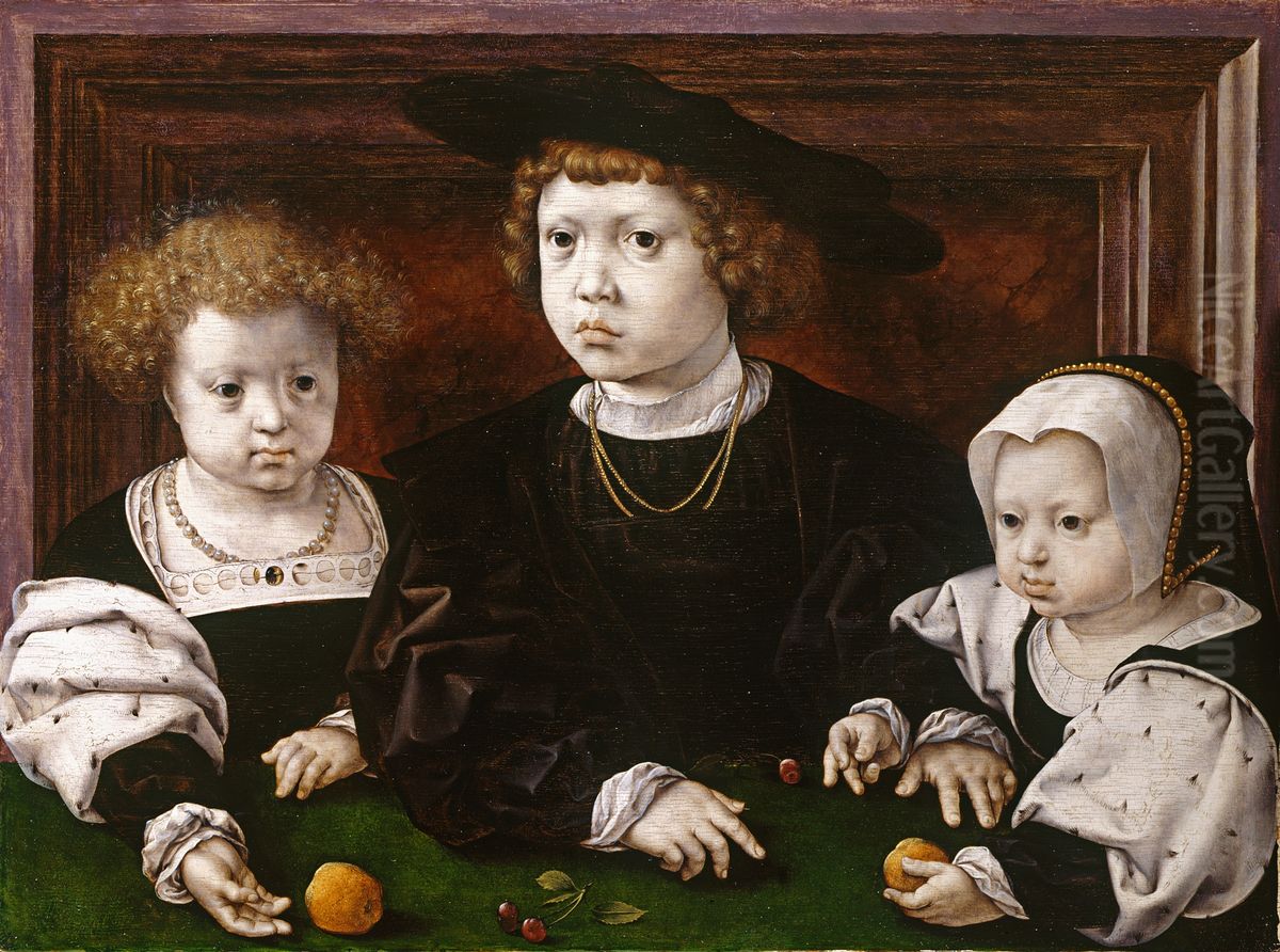 The Three Children of Christian II of Denmark (Dorothea, John andChristina Oil Painting by Jan Gossaert