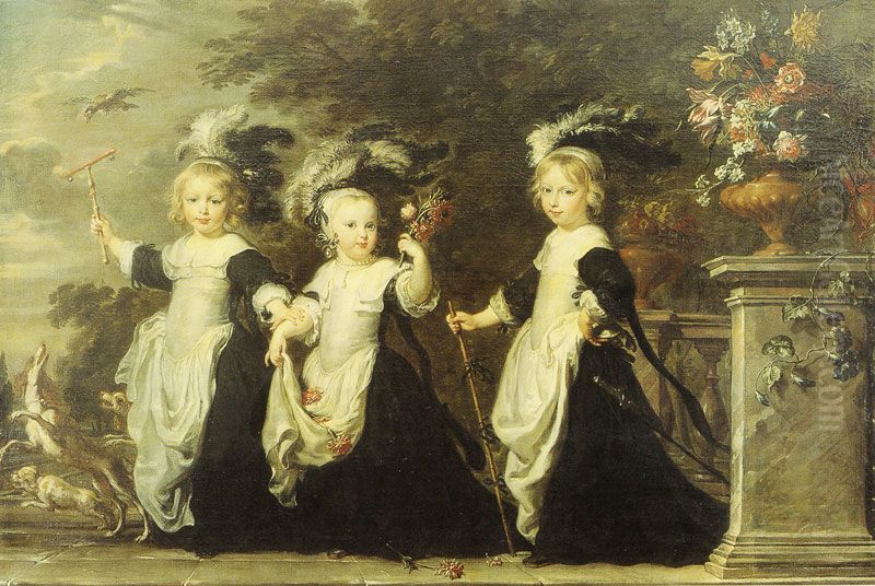 Alexander IV Goubau, Lord of Mespelaere, (1658-1712), Joannes V Cornelis Goubau, (1660-1702), and Maria-Aldegonda Goubau Oil Painting by Justus van Egmont