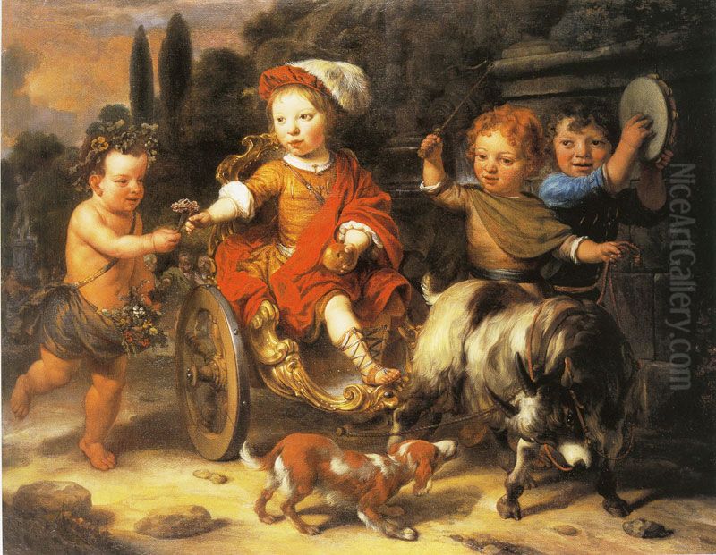 Willem Woutersz Oorthoorn in a Goat-Cart Oil Painting by Gerbrand Van Den Eeckhout