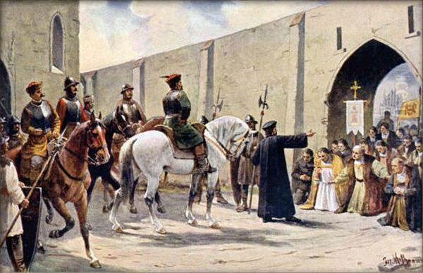 Conquest of Kutna Hora Oil Painting by Josef Mathauser