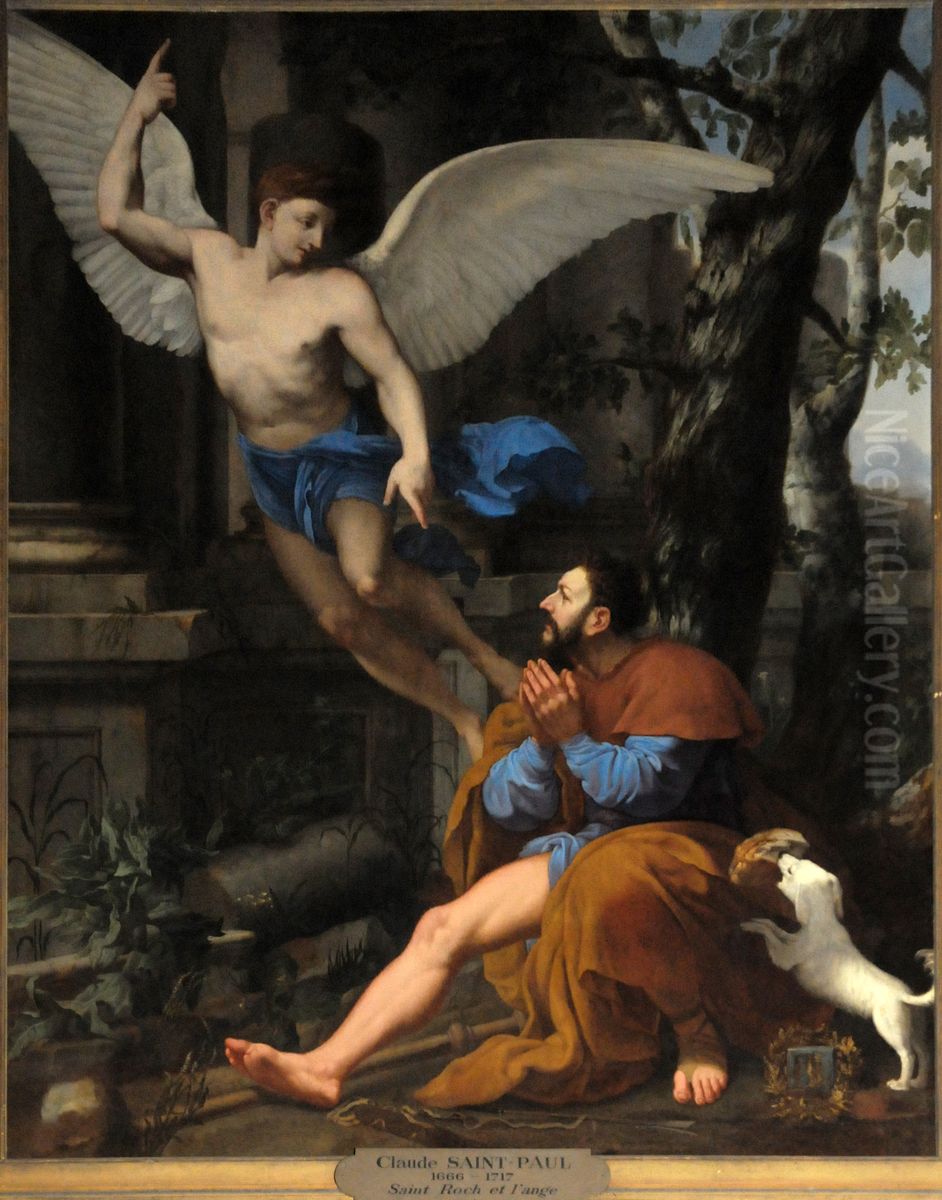 Saint Roch and the Angel by Claude Simpol Oil Painting by Claude Simpol