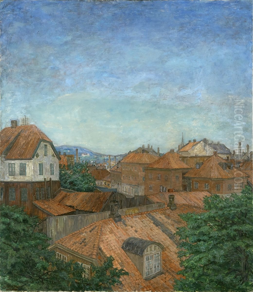 Hammersborg Oil Painting by Anders Castus Svarstad