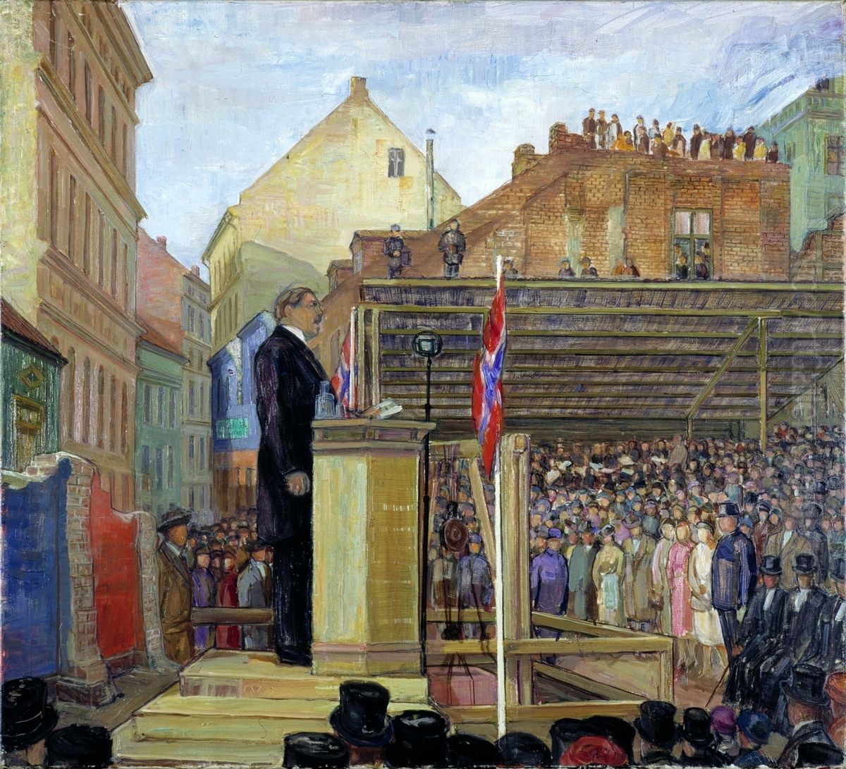 Grunnstensnedleggelsen til Radhuset Oil Painting by Anders Castus Svarstad