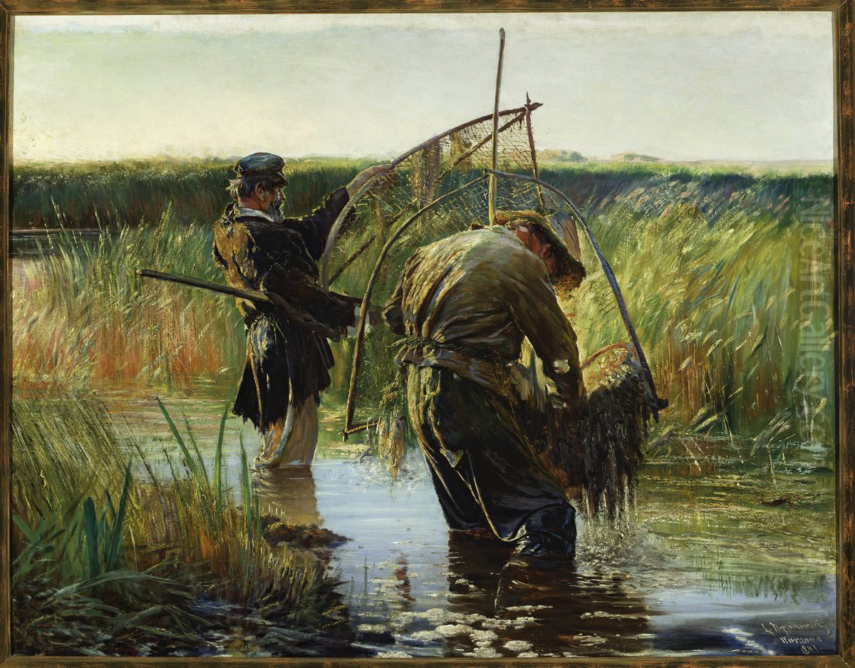 Fishermen Oil Painting by Leon Wyczolkowski Fishermen Oil Painting by Leon Wyczolkowski