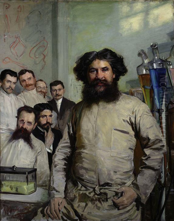 Portret dr Ludwika Rydygiera z asystentami Oil Painting by Leon Wyczolkowski