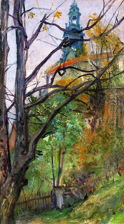 View of the Wawel Castle Oil Painting by Stanislaw Wyspianski View of the Wawel Castle Oil Painting by Stanislaw Wyspianski