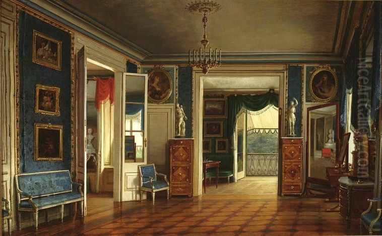 Interior of the royal bedroom in the Palace in Lazienki Oil Painting by Marcin Zaleski