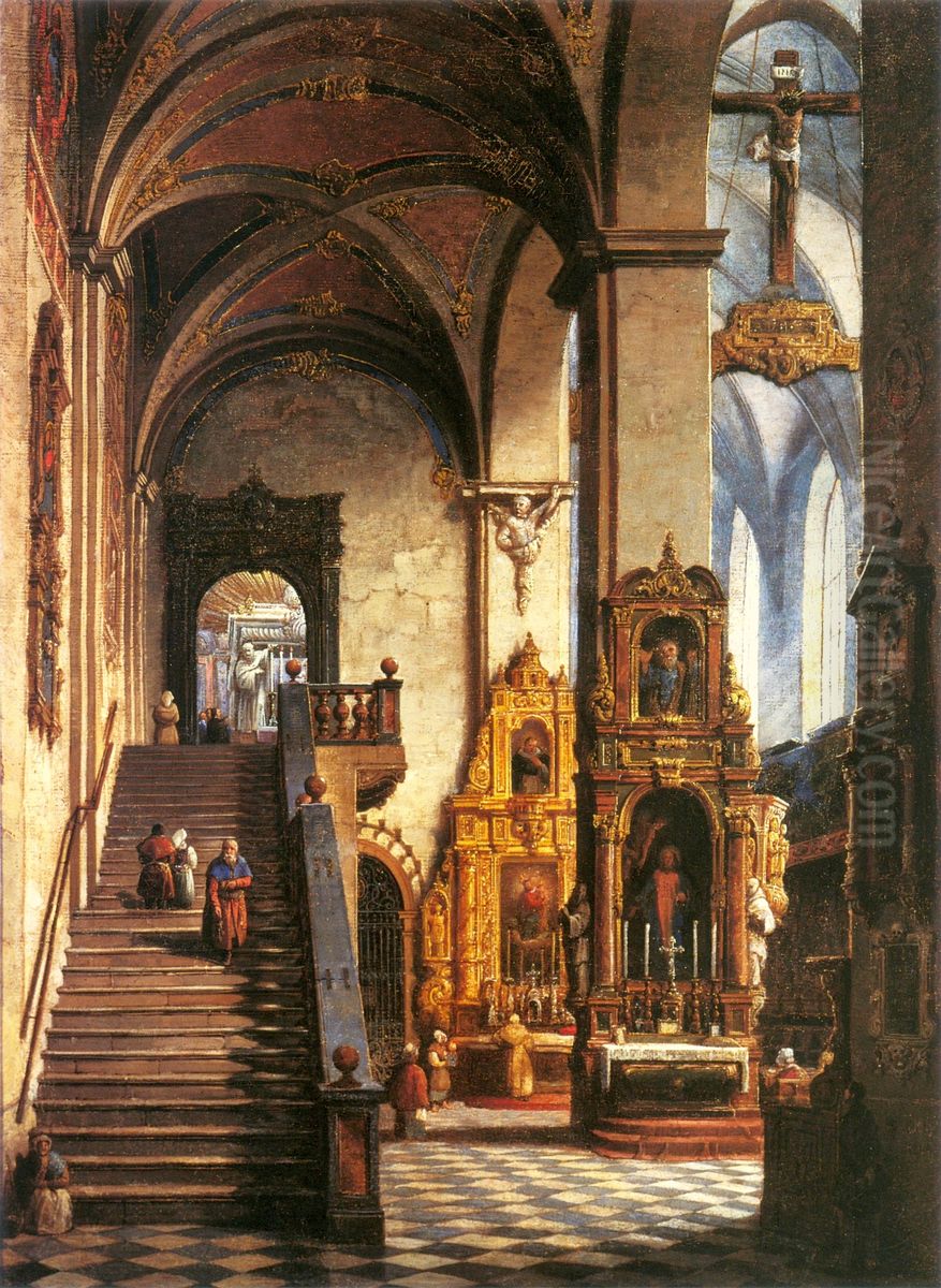 Interior of the Dominican Church in Krakow Oil Painting by Marcin Zaleski