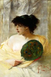 Portrait of a woman with a folded fan