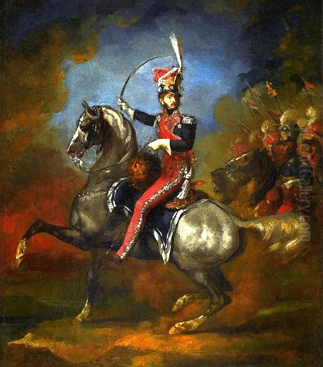 Equestrian portrait of Wincenty Krasinski. Oil Painting by Theodore Gericault