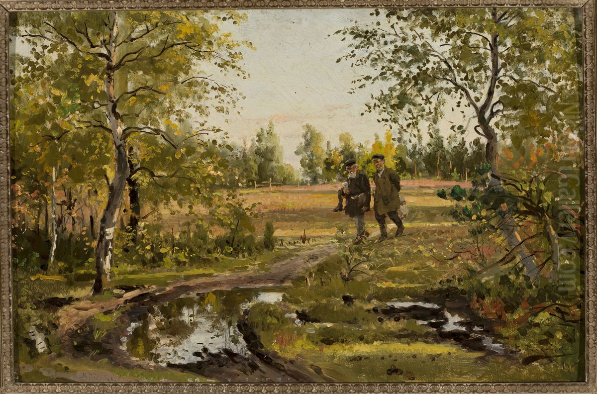 In a birch forest Oil Painting by Vladimir Makovsky