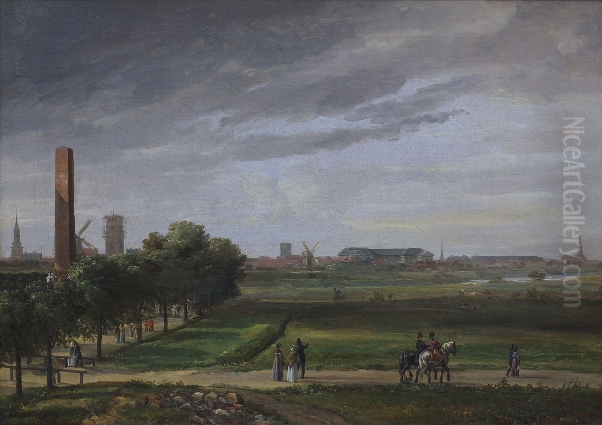 Parti fra Vesterbro sett fra Enighedsvaern Oil Painting by Johan Wilhelm Ludwig Dahl