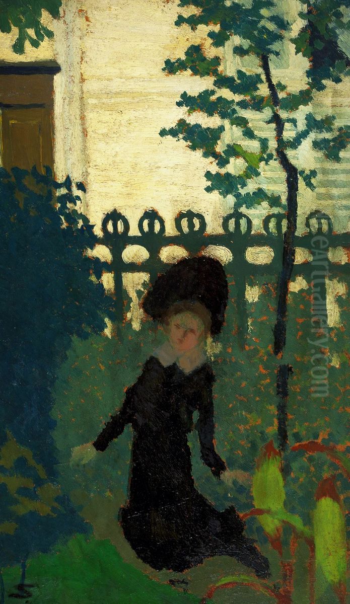 Woman in the garden. Oil Painting by Jean-Edouard Vuillard