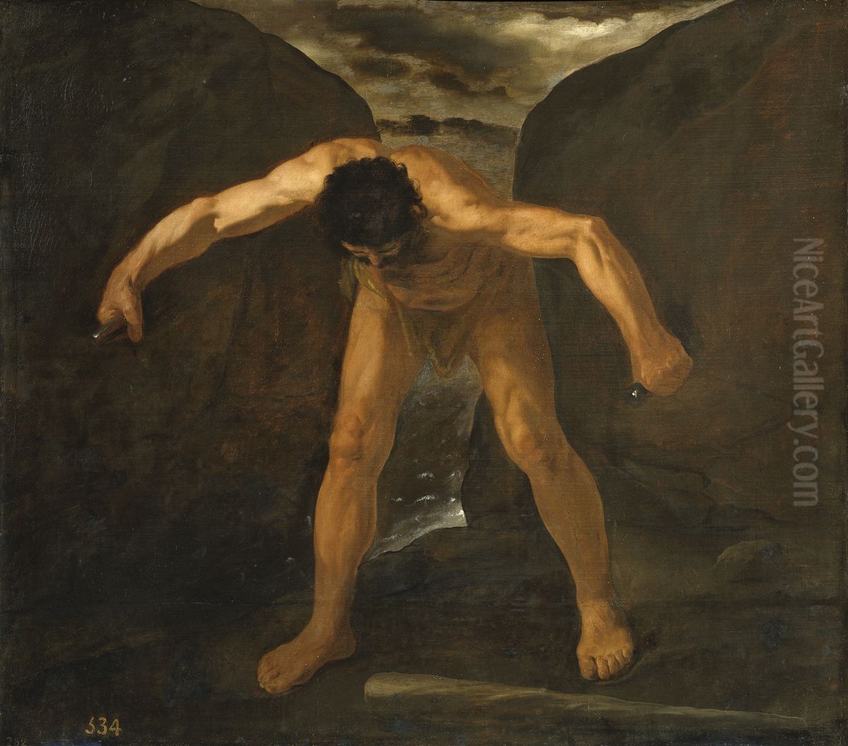 Hercules separa los montes Calpe y Abyla Oil Painting by Francisco De Zurbaran